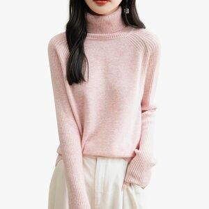 Chanyarn 100% Merino Wool Ranglan Turtleneck Sweater